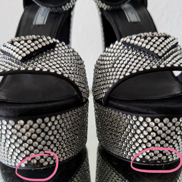 EUC PRADA Embellished satin platform sandals $2,100 39 - Picture 12 of 17